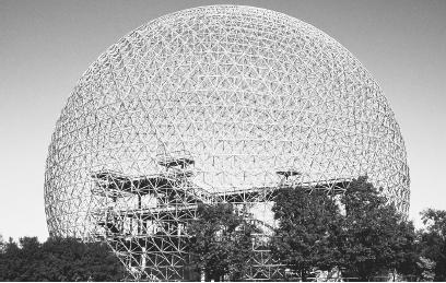 A GEODESIC DOME IN MONTREAL, QUEBEC, CANADA. SUCH DOMES ARE NAMED AFTER THEIR DESIGNER, R. BUCK-MINSTER FULLER, AND EVENTUALLY PROVIDED THE NAME FOR THE CARBON MOLECULES KNOWN AS BUCKMINSTER-FULLERENES. (Lee Snider/Corbis. Reproduced by permission.)