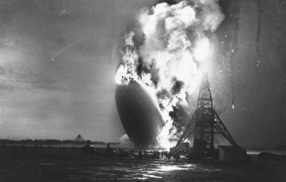 THE USE OF HYDROGEN IN AIRSHIPS EFFECTIVELY ENDED WITH THE CRASH OF THE HINDENBURG IN 1937. (UPI/Corbis-Bettmann. Reproduced by permission.)