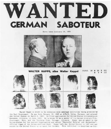 U.S. WANTED POSTER FOR A WORLD WAR II NAZI SABOTEUR (JULY 1942). FINGERPRINTS ARE AN EXPRESSION OF OUR DNA, WHICH IS LINKED CLOSELY WITH THE OPERATION OF PROTEINS IN OUR BODIES. (© Bettmann/Corbis. Reproduced by permission.)
