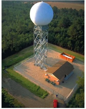 The antenna for a Doppler weather radar site. Doppler radar can be used to detect various weather conditions. (Reproduced by permission of The Stock Market.)
