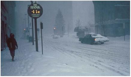 Snowstorm in Portland, Maine. (Reproduced courtesy of the National Oceanic and Atmospheric Administration.)