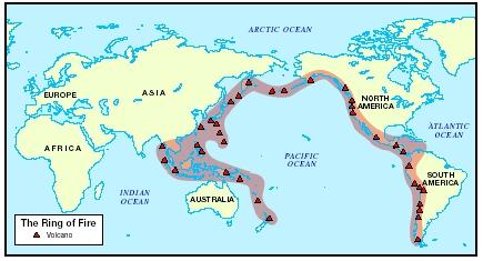 A majority of the world's active volcanoes above sea level are located in a geographic belt called the Ring of Fire.