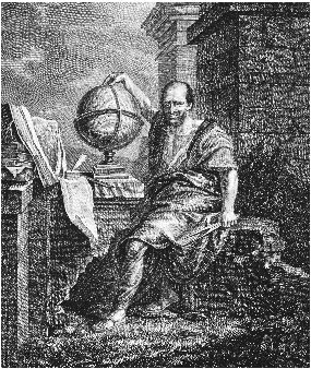 This drawing of Democritus, the first scientist to suggest comets are natural objects, is fanciful. No one knows his actual appearance.