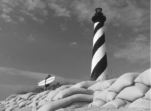 North Carolinas Cape Hatteras Lighthouse was moved to save it from being washed away by rising ocean levels caused by global warming.