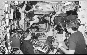 Playing and listening to music is a favorite pastime for off-duty ISS astronauts.