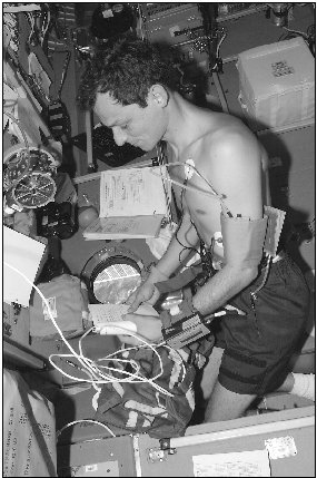 In space, an astronauts heart undergoes changes in rhythm, output, and size. As a result, the heart must be monitored frequently.
