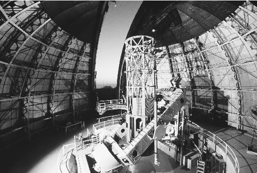 The one-hundred-inch reflecting telescope at the Mt. Wilson observatory offered astronomers their first glimpses of the universe beyond the Milky Way.