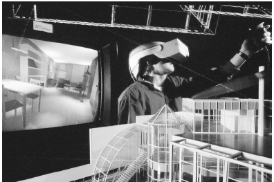 An architect constructs a virtual building. This process allows architects to spot mistakes before starting work on the real project.